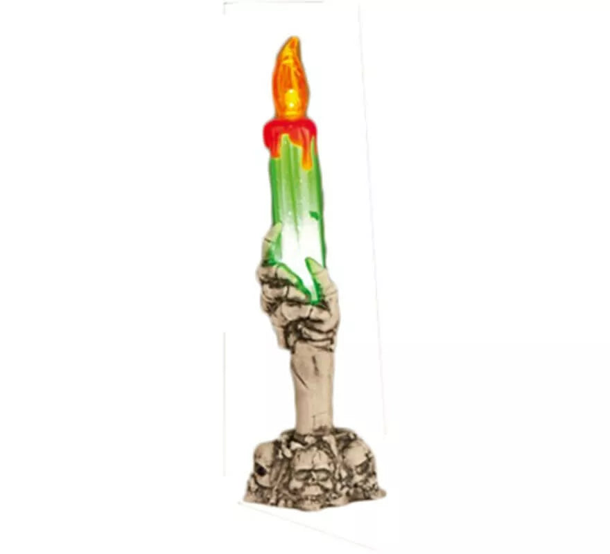 Translation missing: pt-PT.Candelabro con Calaveras y mano de Esqueleto de 21 cm