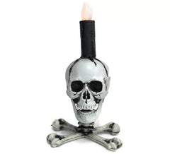 Candelabro caveira com luz 28x15 cm