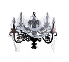 Castiçal decorativo preto com gaze 40,5x57,5 cm