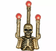 Candelabro Esqueleto Dourado com Luz 26 cm