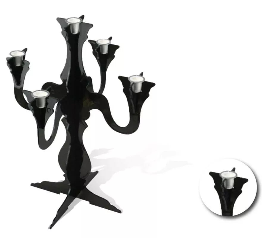 Translation missing: pt-PT.Candelabro negro de plástico de 32,9x32,9x41,9 cm