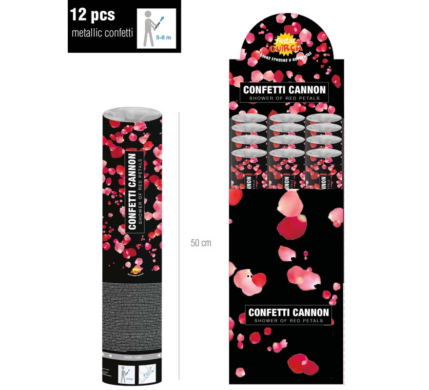 Translation missing: pt-PT.Cañón Kabuki o tubo de Pétalos de rosa rojos de 50 cm para Bodas