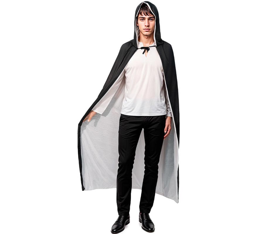 Translation missing: pt-PT.Capa con Capucha negro y blanco adulto de 140 cm