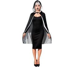 Capa adulto com capuz preto e branco de 90 cm
