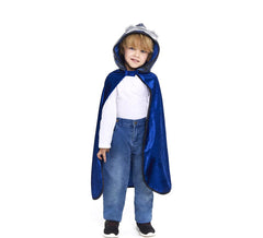 Capa de cavaleiro azul com capuz infantil