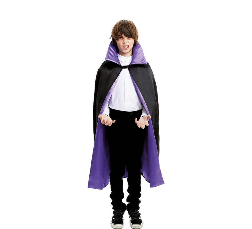 Translation missing: pt-PT.Capa de Vampiro negra con cuello morado infantil de 120 cm