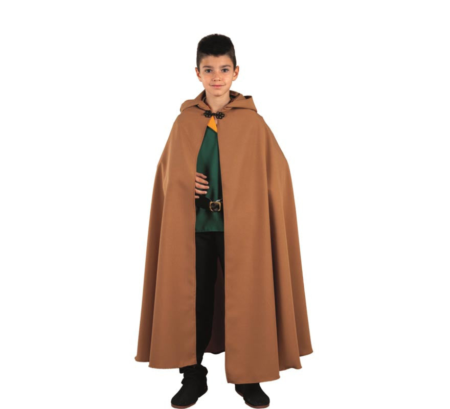 Translation missing: pt-PT.Capa larga Medieval marrón con capucha infantil