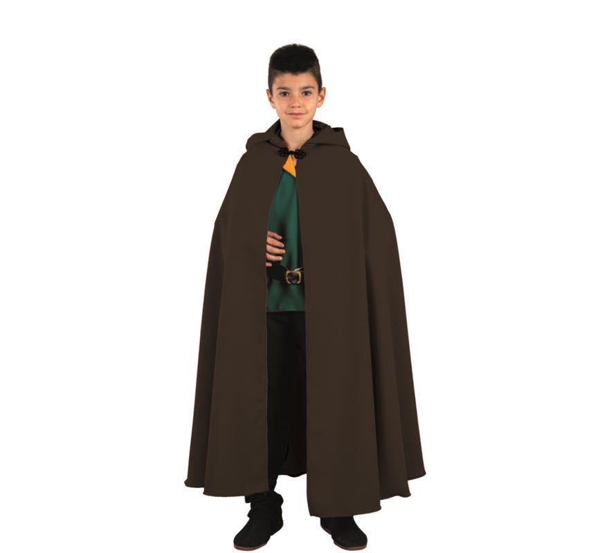 Translation missing: pt-PT.Capa larga Medieval negra con capucha infantil