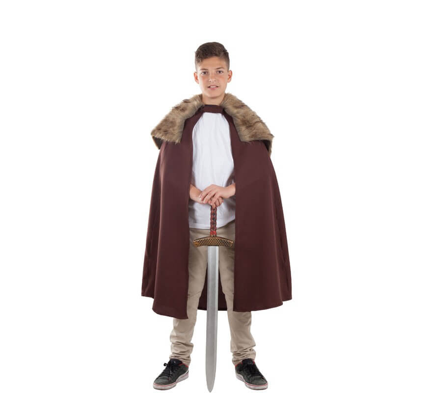 Translation missing: pt-PT.Capa Marrón de Guardián Medieval con Pelo para niños