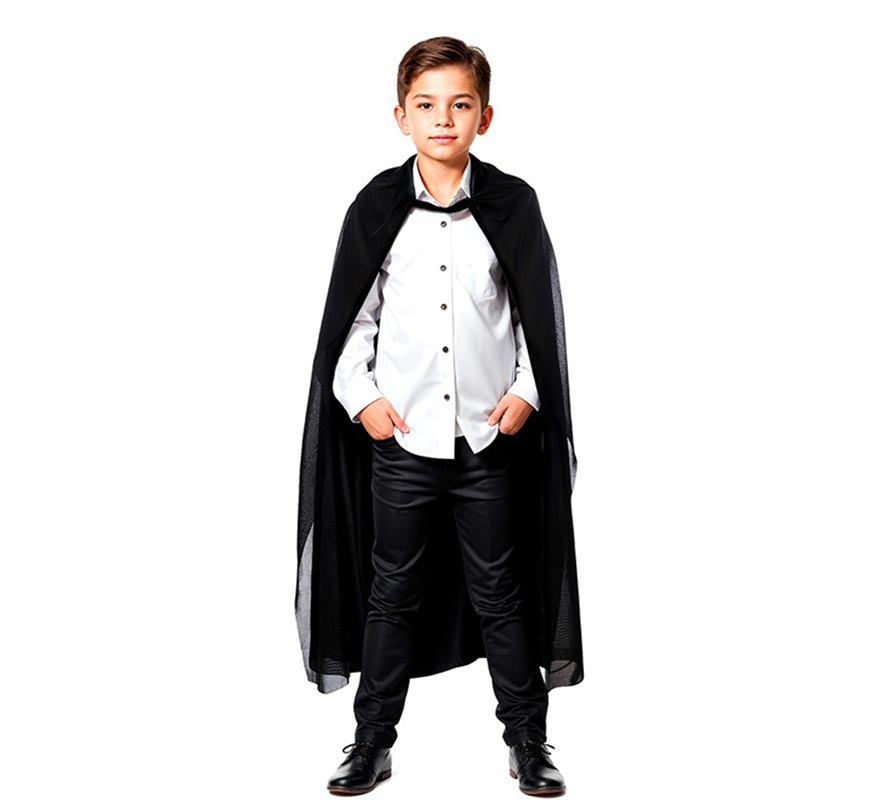 Capa negra con capucha infantil de 100 cm