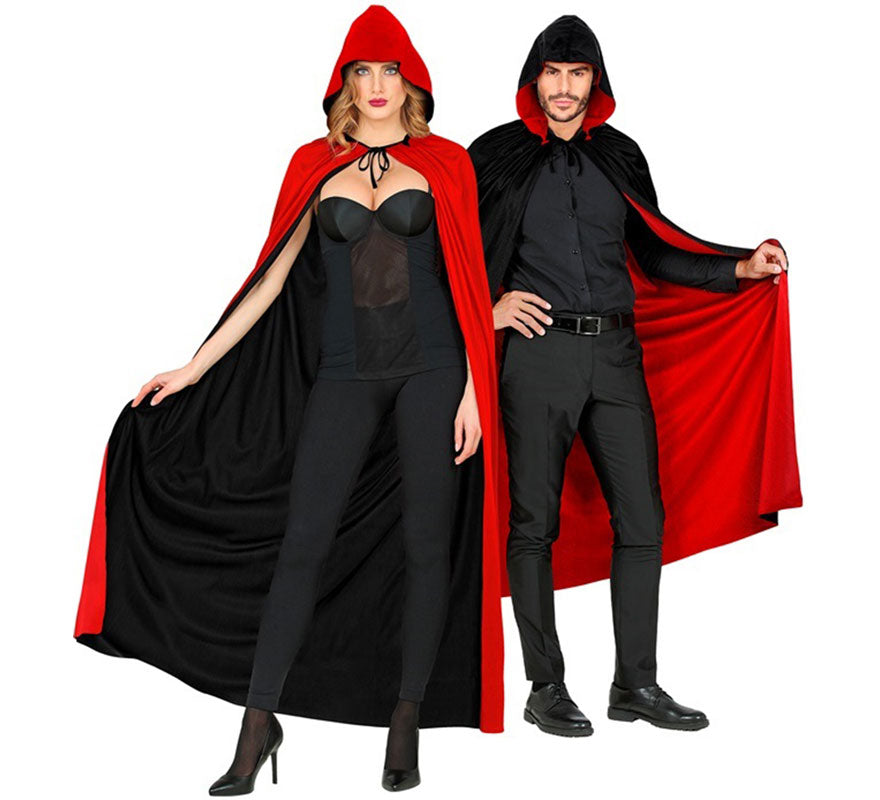 Translation missing: pt-PT.Capa Reversible negro y rojo con Capucha de 140 cm para adultos