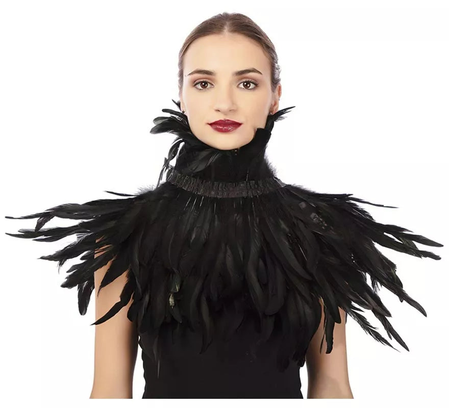 Translation missing: pt-PT.Capelina con plumas negras adulto de 55 cm