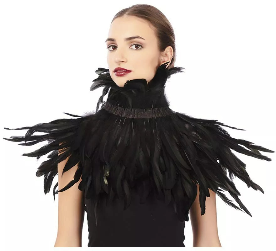 Translation missing: pt-PT.Capelina con plumas negras adulto de 55 cm