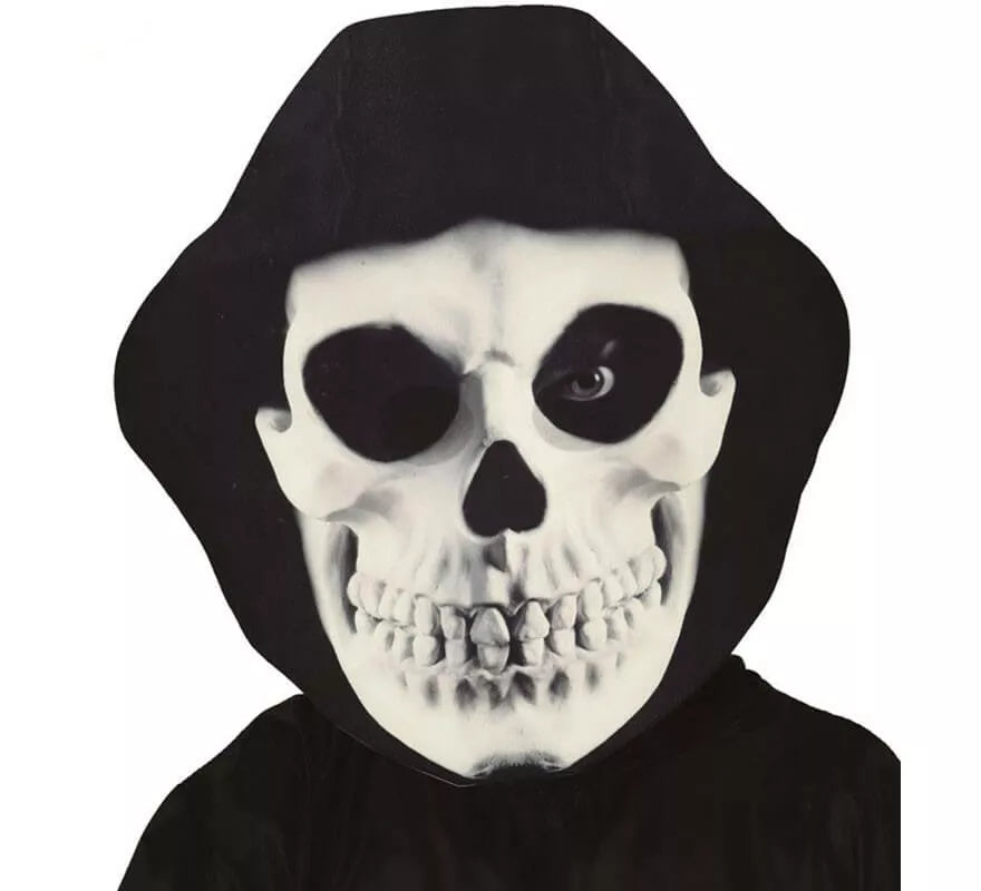 Careta de Calavera con Capucha Gigante de cartón pluma