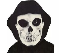 Máscara de caveira com capa de caneta gigante de papelão