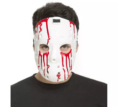 Máscara de Psycho Hockey branca com sangue