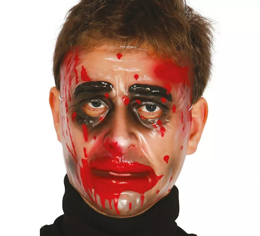Careta de hombre Zombie transparente con sangre