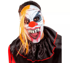 Máscara de palhaço de terror com cabelo laranja