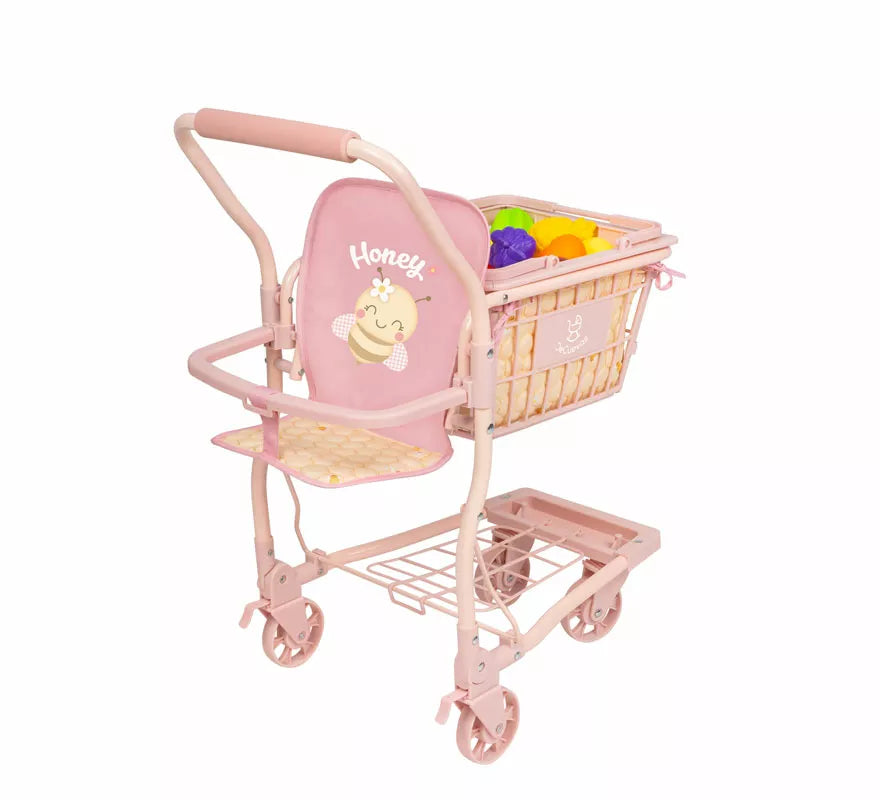 Carro Compra Portabebés con Frutas para Muñecas de hasta 50 cm
