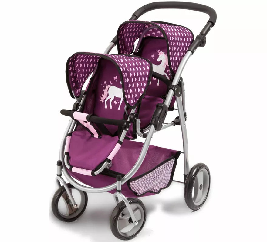 Translation missing: pt-PT.Carro de Muñecas Gemelar Unicornio rosa y morado