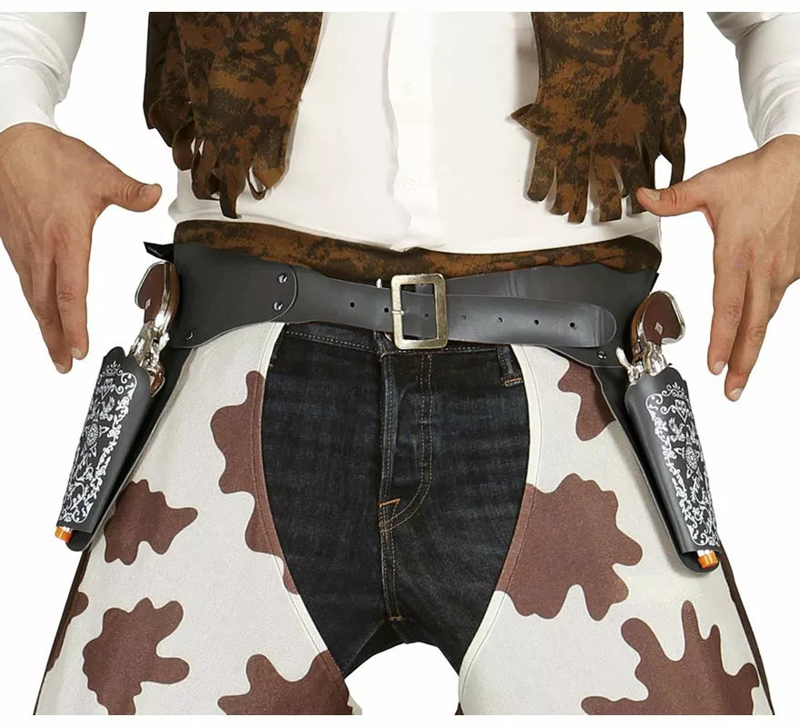 Translation missing: pt-PT.Cartuchera Negra Doble con Dos Pistolas de Vaquero