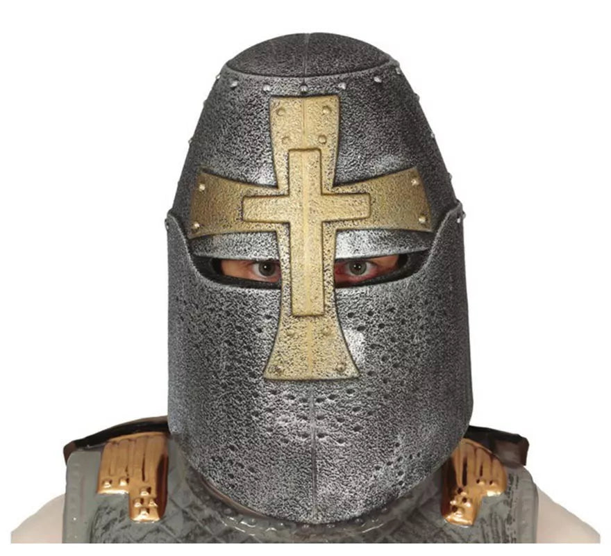 Translation missing: pt-PT.Casco Cruzado Medieval Plateado