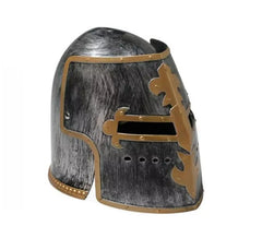 Capacete de Cavaleiro Medieval prateado e castanho