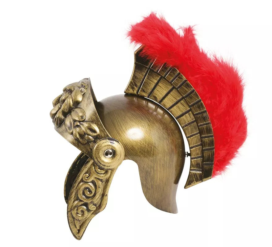 Translation missing: pt-PT.Casco de Romano Dorado con Plumas para niño