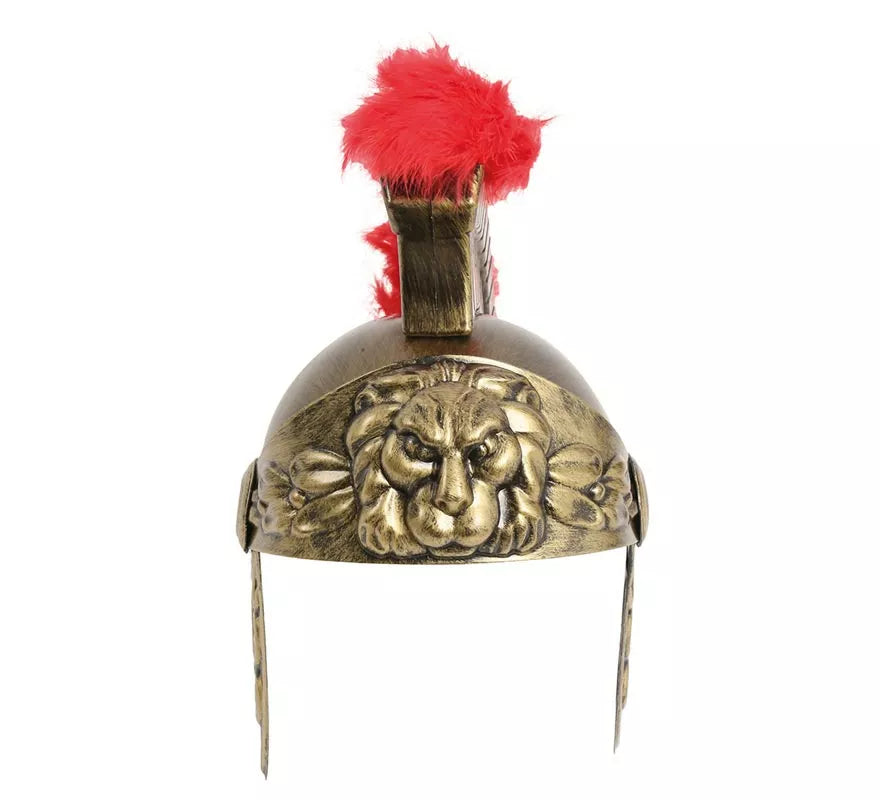 Translation missing: pt-PT.Casco de Romano Dorado con Plumas para niño