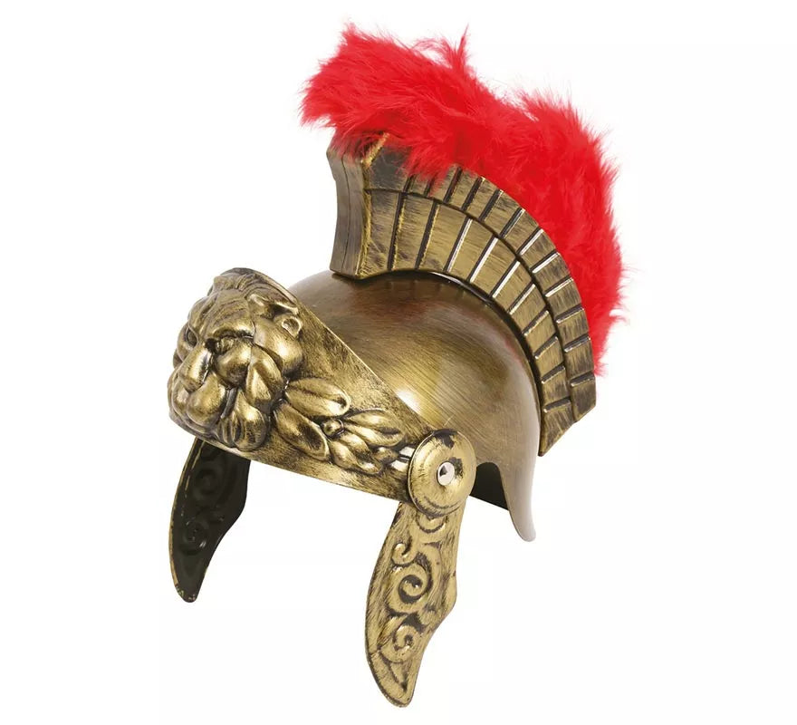 Casco de Romano Dorado con Plumas para niño