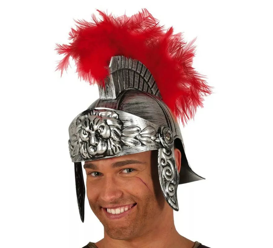Translation missing: pt-PT.Casco de Romano Plateado con Plumas