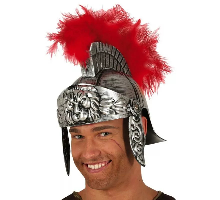 Translation missing: pt-PT.Casco de Romano Plateado con Plumas