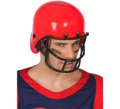 Capacete de Rugby Vermelho com Protetor