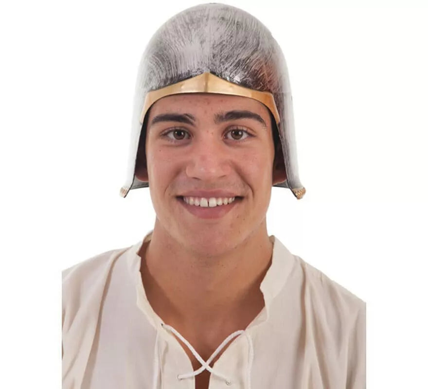 Translation missing: pt-PT.Casco de Soldado Medieval Plateado y Dorado