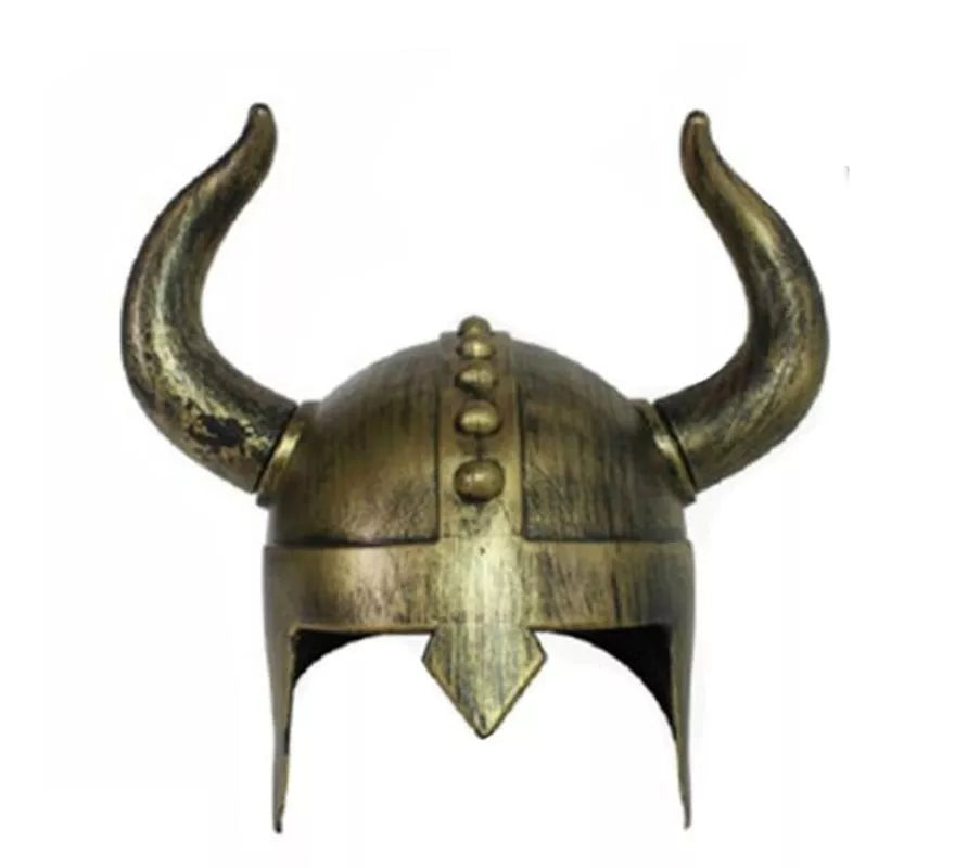 Translation missing: pt-PT.Casco Vikingo dorado envejecido con cuernos