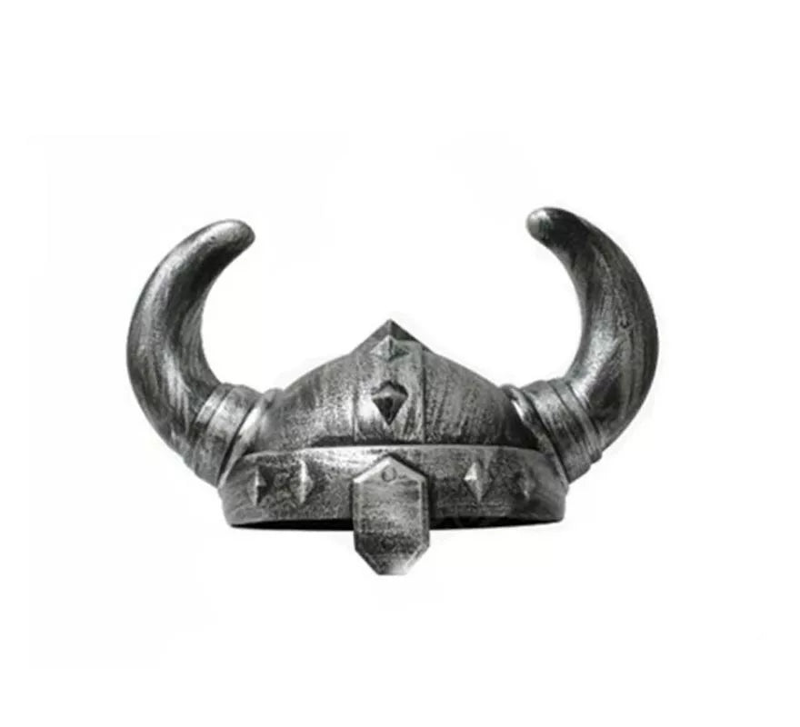Translation missing: pt-PT.Casco Vikingo plateado envejecido con cuernos