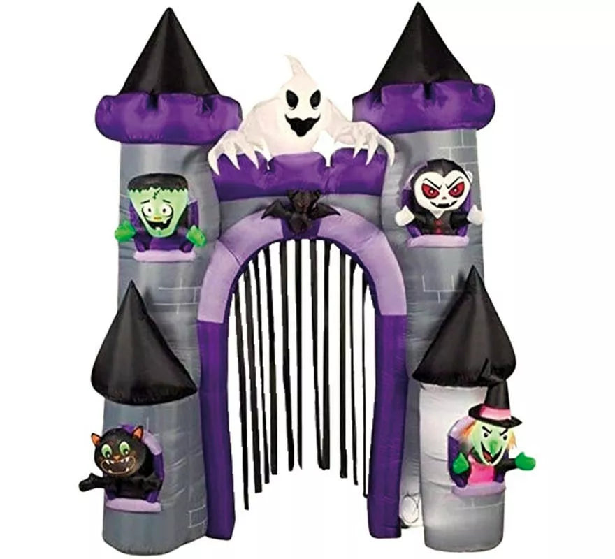Translation missing: pt-PT.Castillo Auto Hinchable de Halloween con LEDs de 270 cm