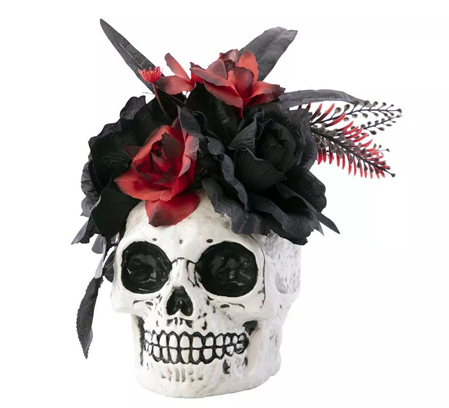 Translation missing: pt-PT.Centro de Mesa Calavera con Flores de 20x14x25 cm