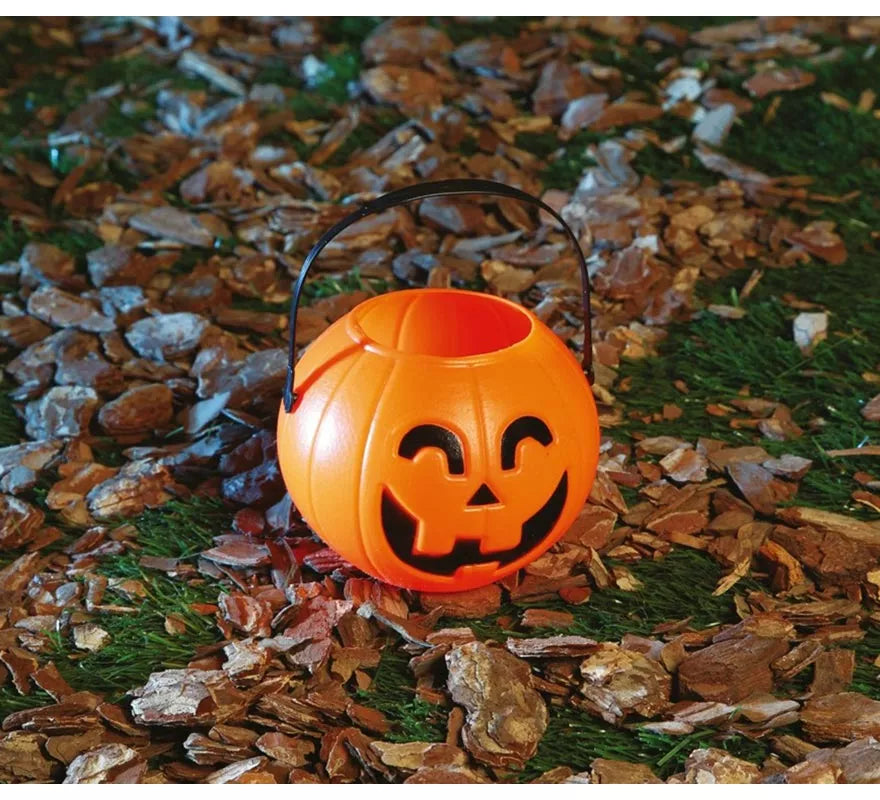 Cesta Calabaza 11 cm de plástico para Halloween