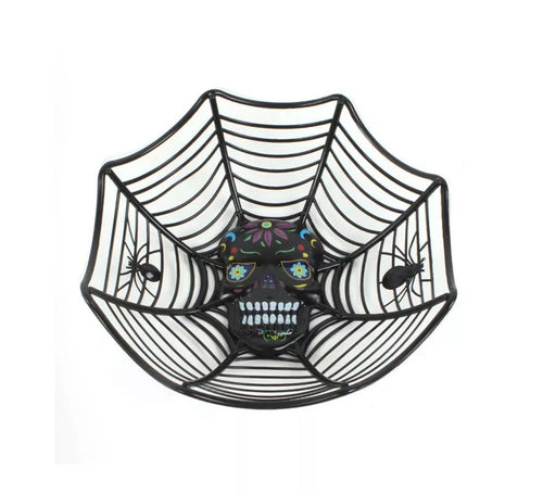 Cesta Telaraña con Calavera 27x25,5x7,5 cm en varios colores
