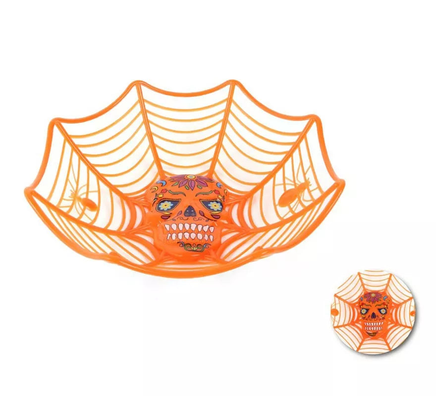 Translation missing: pt-PT.Cesta Telaraña con Calavera 27x25,5x7,5 cm en varios colores