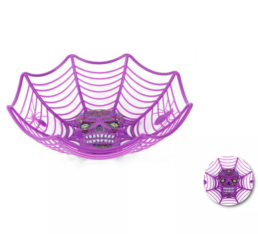 Translation missing: pt-PT.Cesta Telaraña con Calavera 27x25,5x7,5 cm en varios colores