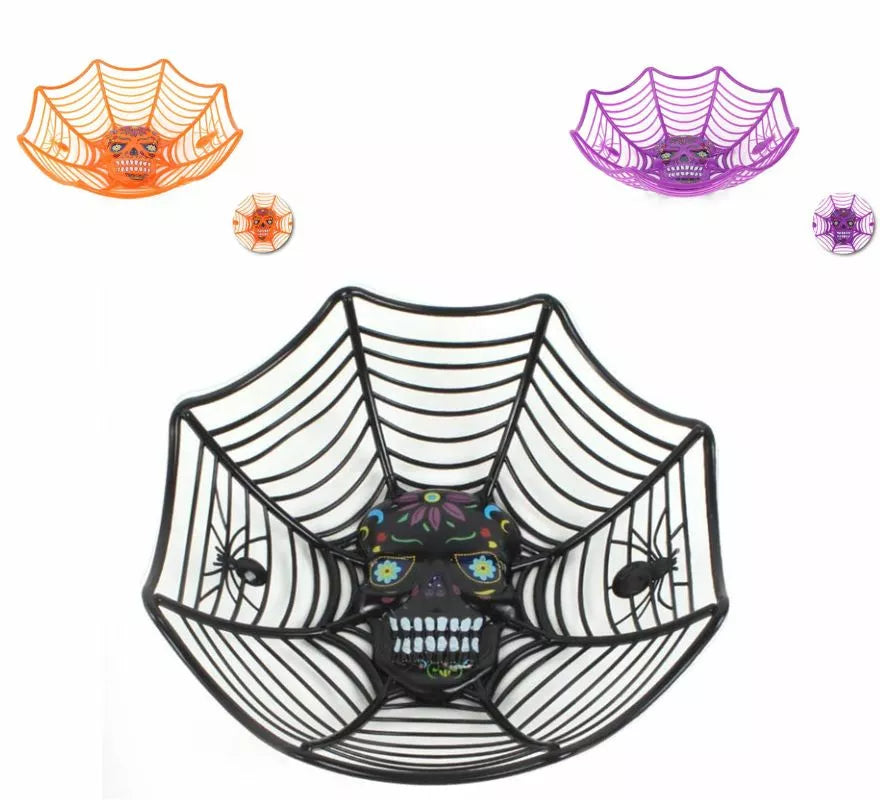 Translation missing: pt-PT.Cesta Telaraña con Calavera 27x25,5x7,5 cm en varios colores