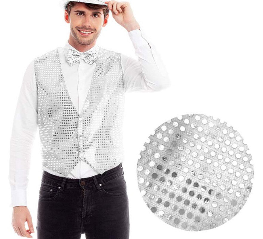 Translation missing: pt-PT.Chaleco de Lentejuelas color Plata para hombre