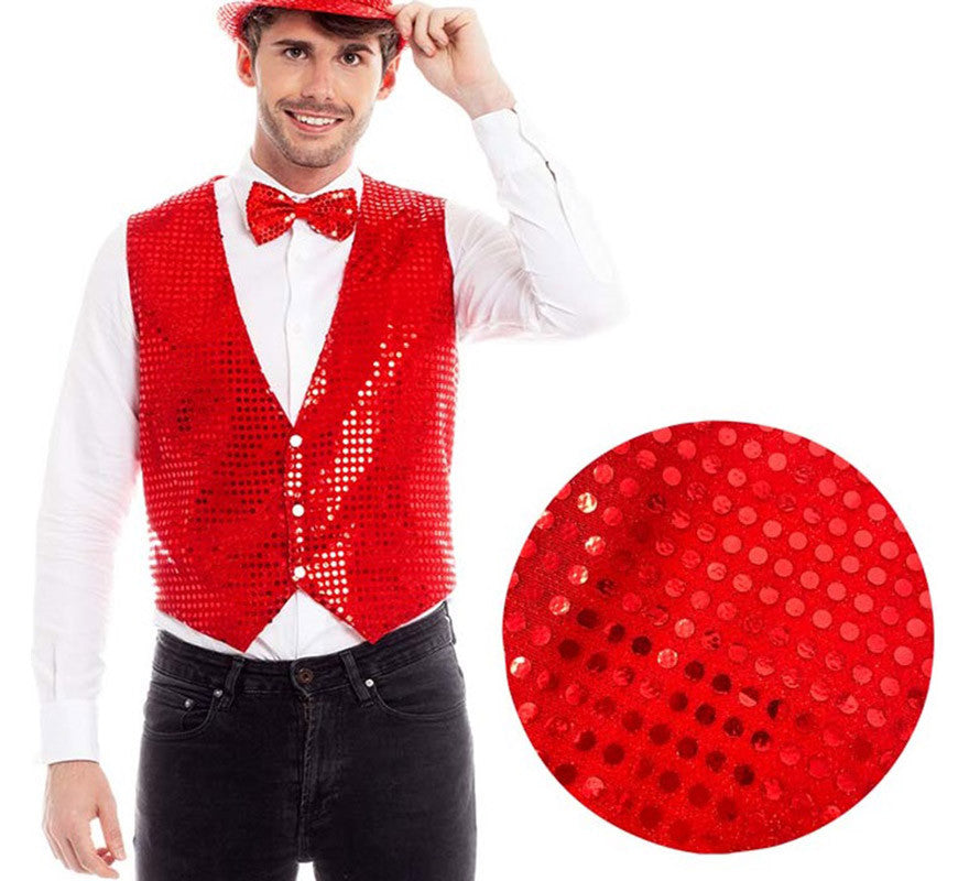 Translation missing: pt-PT.Chaleco de Lentejuelas color Rojo para hombre
