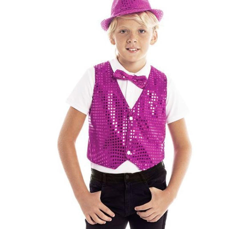 Translation missing: pt-PT.Chaleco de Lentejuelas fucsia infantil
