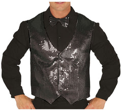 Colete de lantejoulas preto adulto