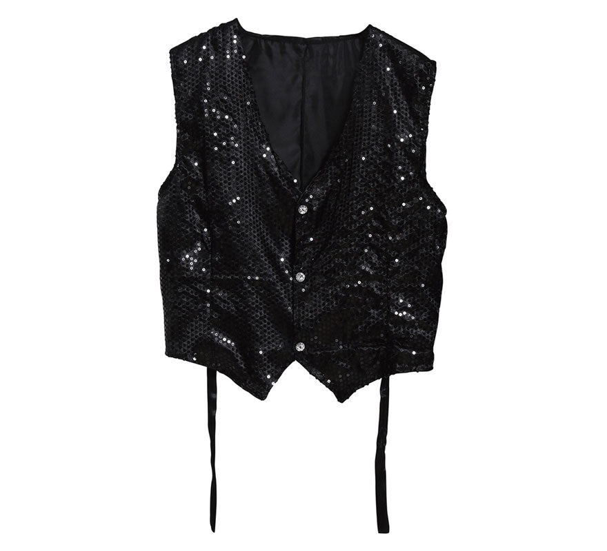 Chaleco de Lentejuelas Negro Adulto