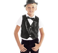 Colete infantil de lantejoulas preto