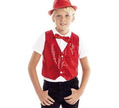 Colete infantil de lantejoulas vermelho